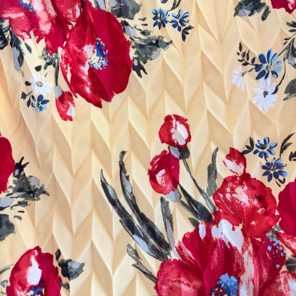 Abercrombie & Fitch Pleated Halter Maxi Dress Yellow Floral Empire Waist XS - Picture 2 of 5